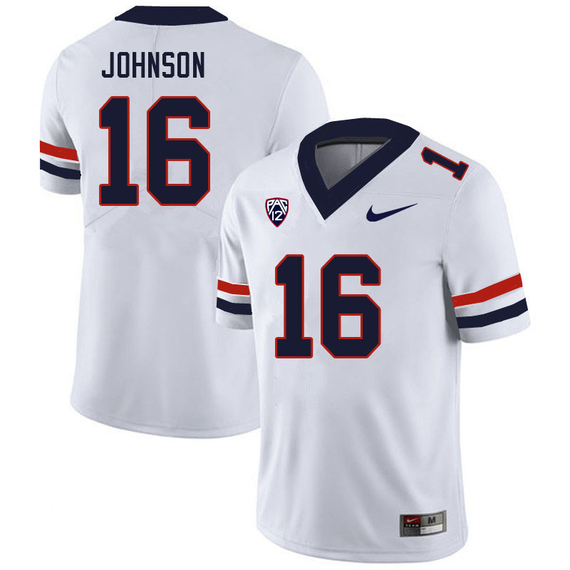 Men #16 Dalton Johnson Arizona Wildcats College Football Jerseys Sale-White - Click Image to Close